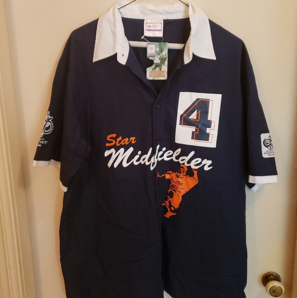 2006 World Cup Germany Soccer Star Midfielder #4 Blue White Orange XL Shirt NWT